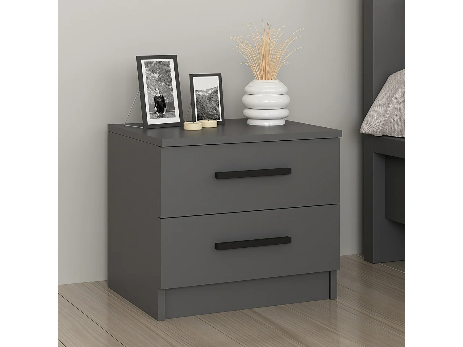 Table de chevet Fanø à 2 tiroirs 47 x 50 x 40 cm anthracite [en.casa]