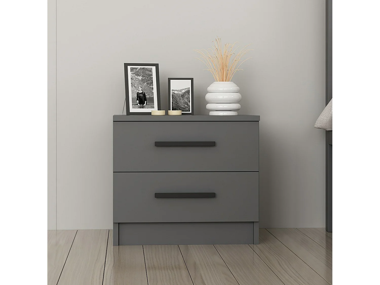 Table de chevet Fanø à 2 tiroirs 47 x 50 x 40 cm anthracite [en.casa]