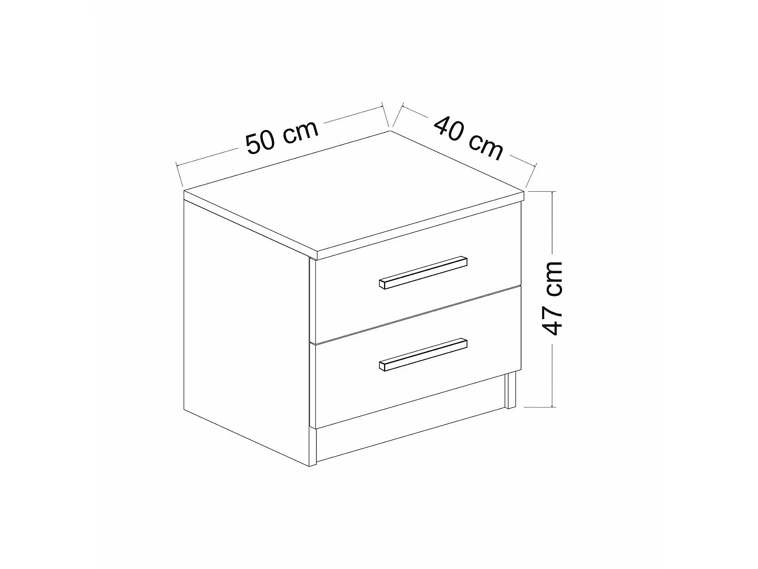 Table de chevet Fanø à 2 tiroirs 47 x 50 x 40 cm anthracite [en.casa]
