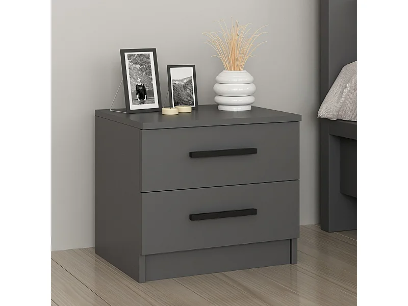 Table de chevet Fanø à 2 tiroirs 47 x 50 x 40 cm anthracite [en.casa]