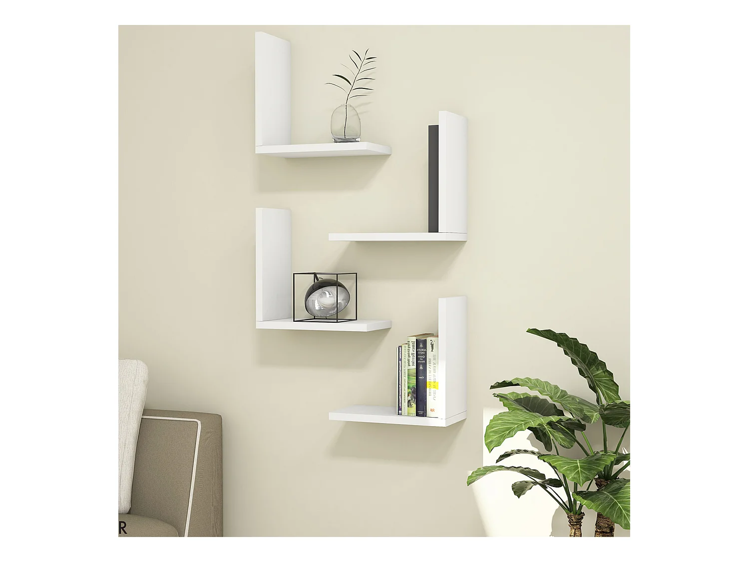 Lot de 4 étagères murales Broby 30 x 30 x 16 cm blanc [en.casa]