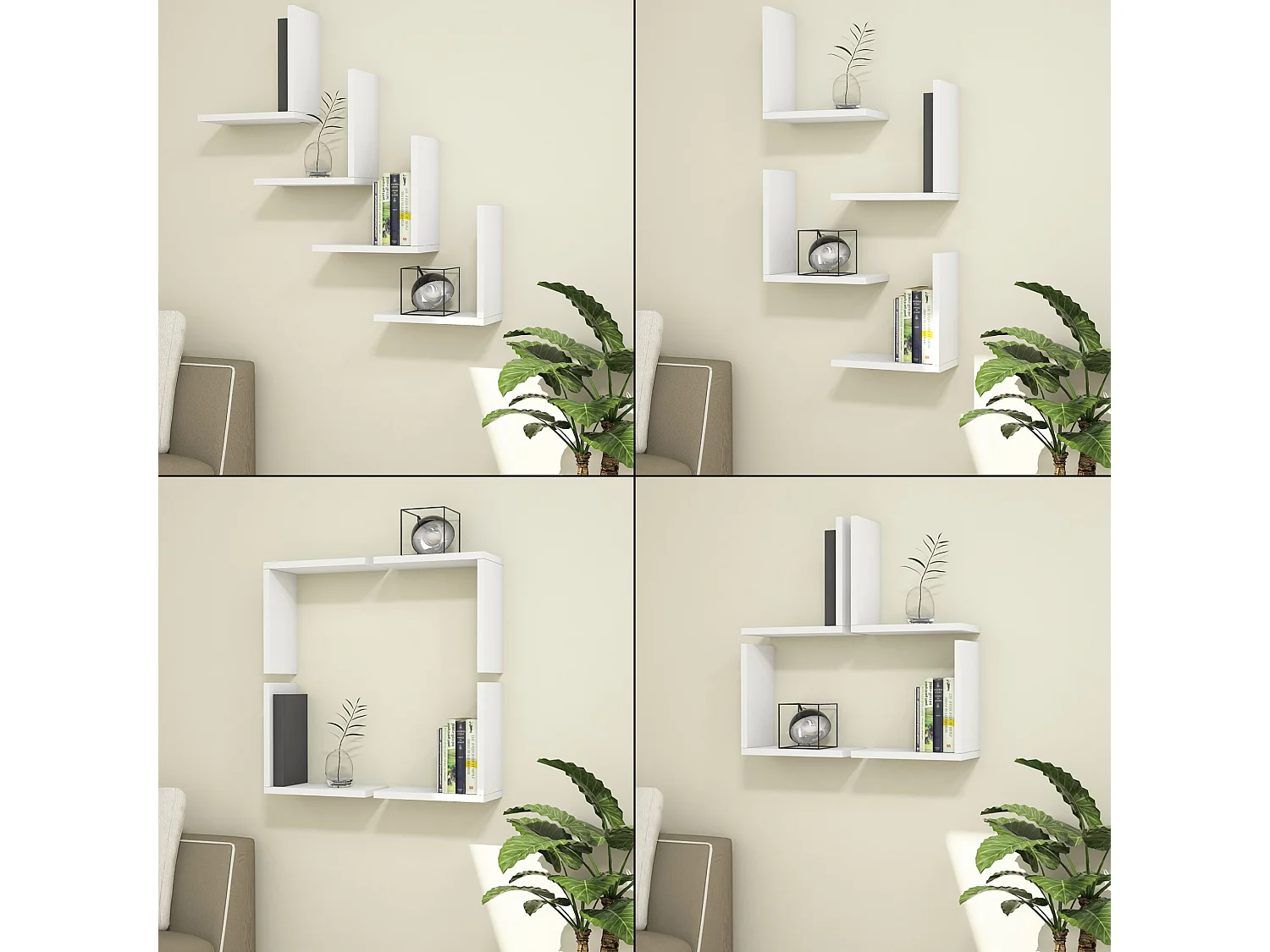 Lot de 4 étagères murales Broby 30 x 30 x 16 cm blanc [en.casa]