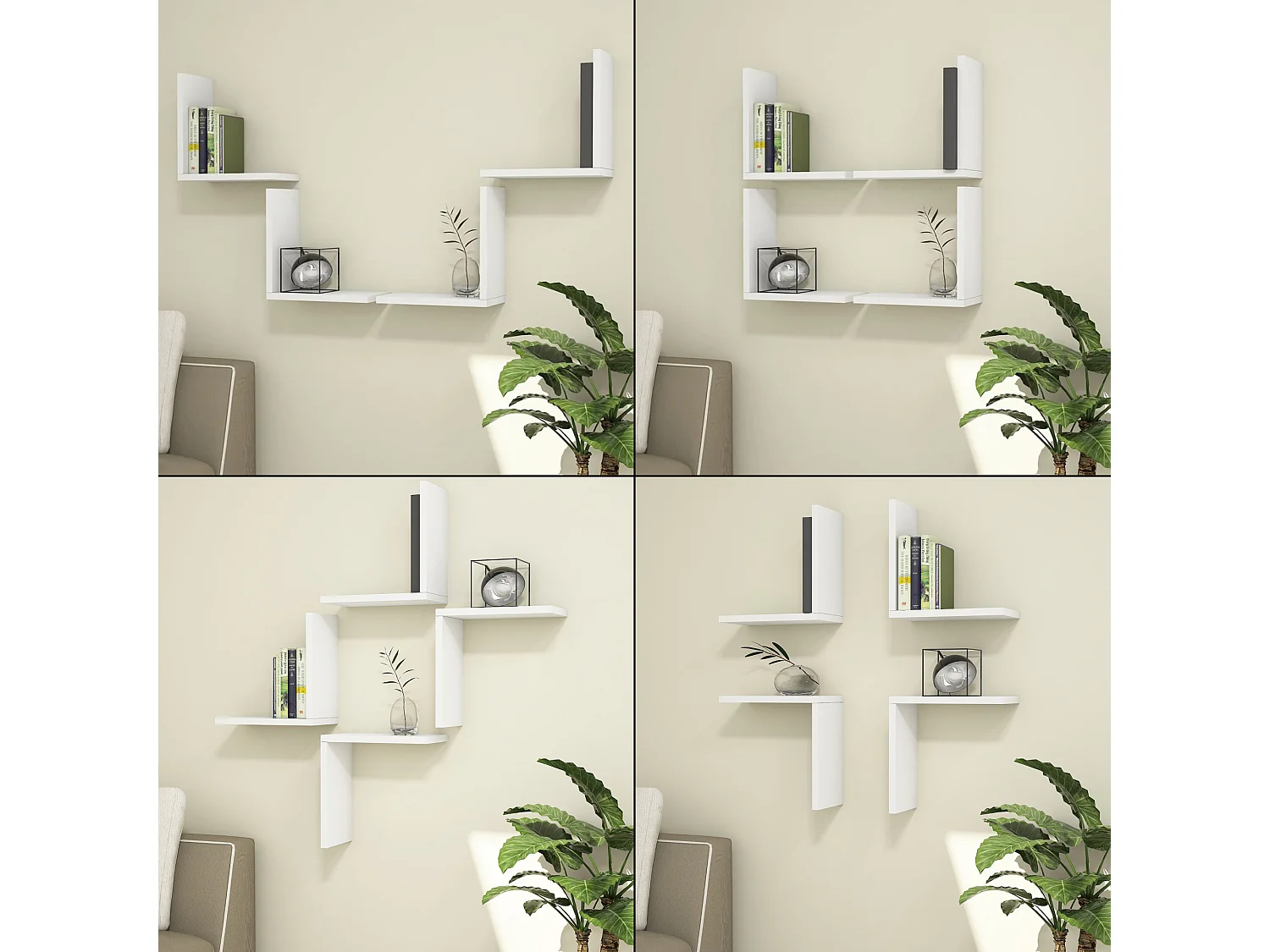 Lot de 4 étagères murales Broby 30 x 30 x 16 cm blanc [en.casa]