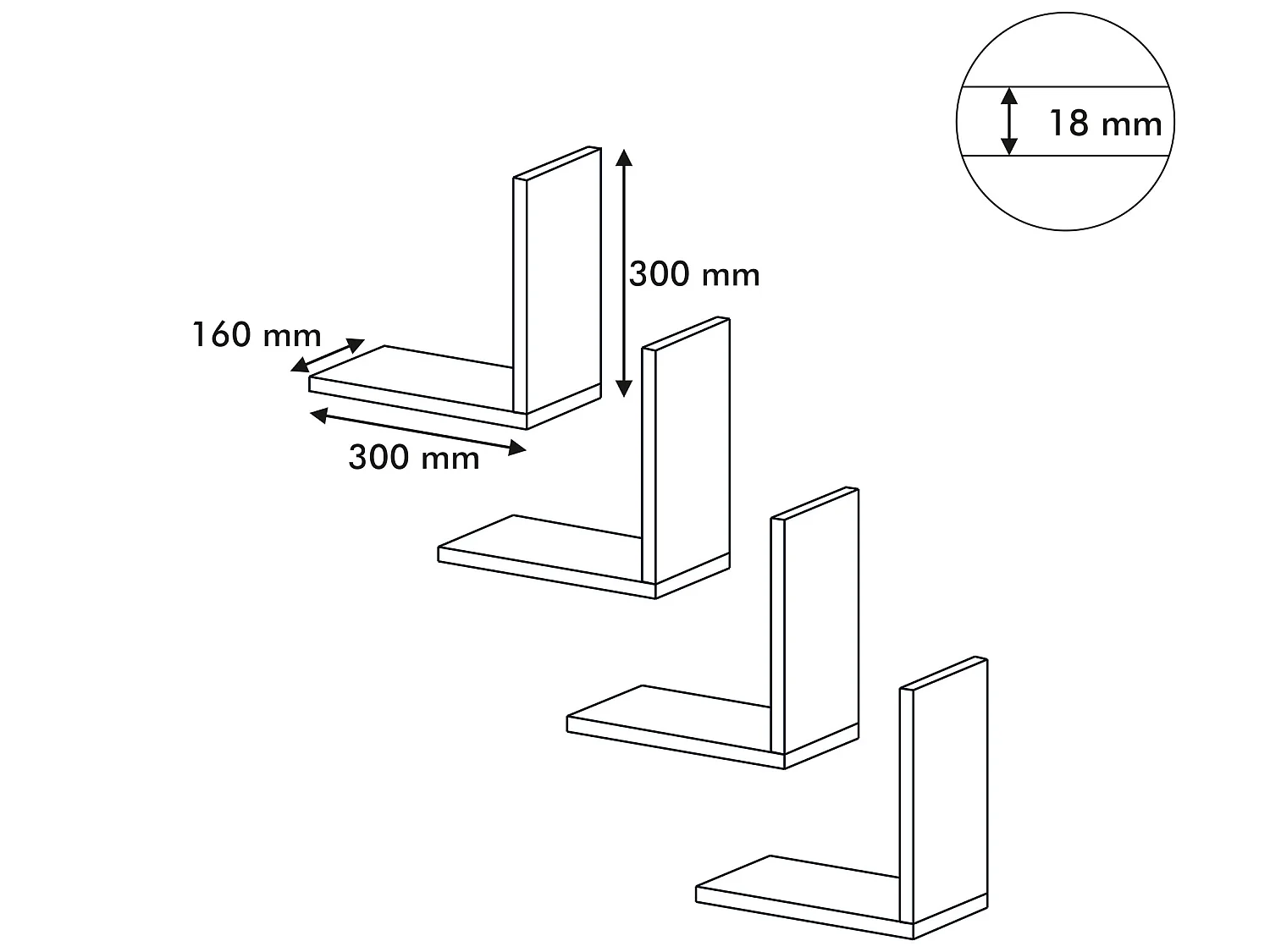Lot de 4 étagères murales Broby 30 x 30 x 16 cm blanc [en.casa]