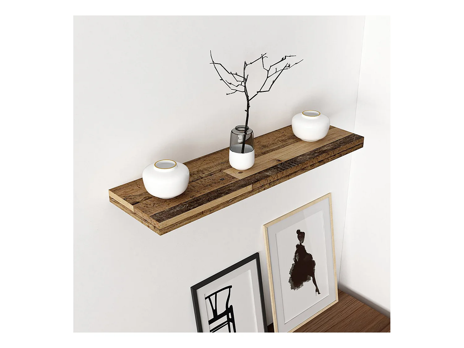 Étagère murale Bredebro 3,6 x 80 x 23 cm effet bois ancien [en.casa]