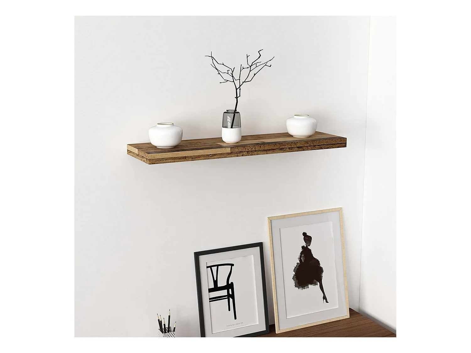 Étagère murale Bredebro 3,6 x 80 x 23 cm effet bois ancien [en.casa]