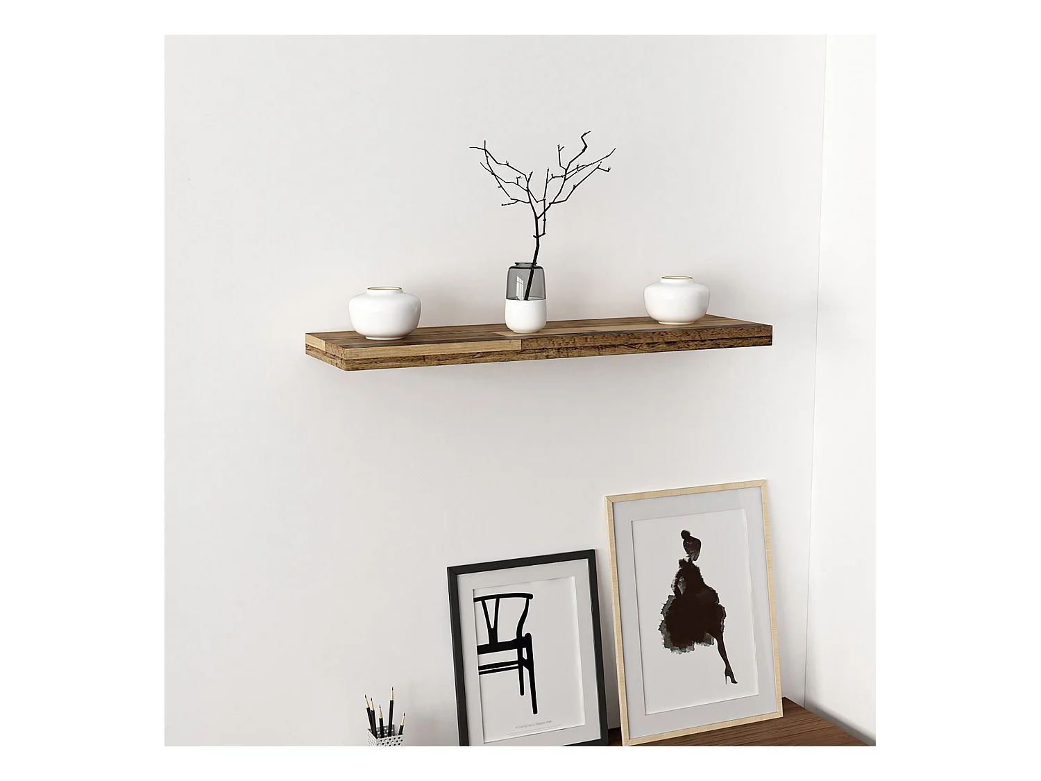 Étagère murale Bredebro 3,6 x 80 x 23 cm effet bois ancien [en.casa]