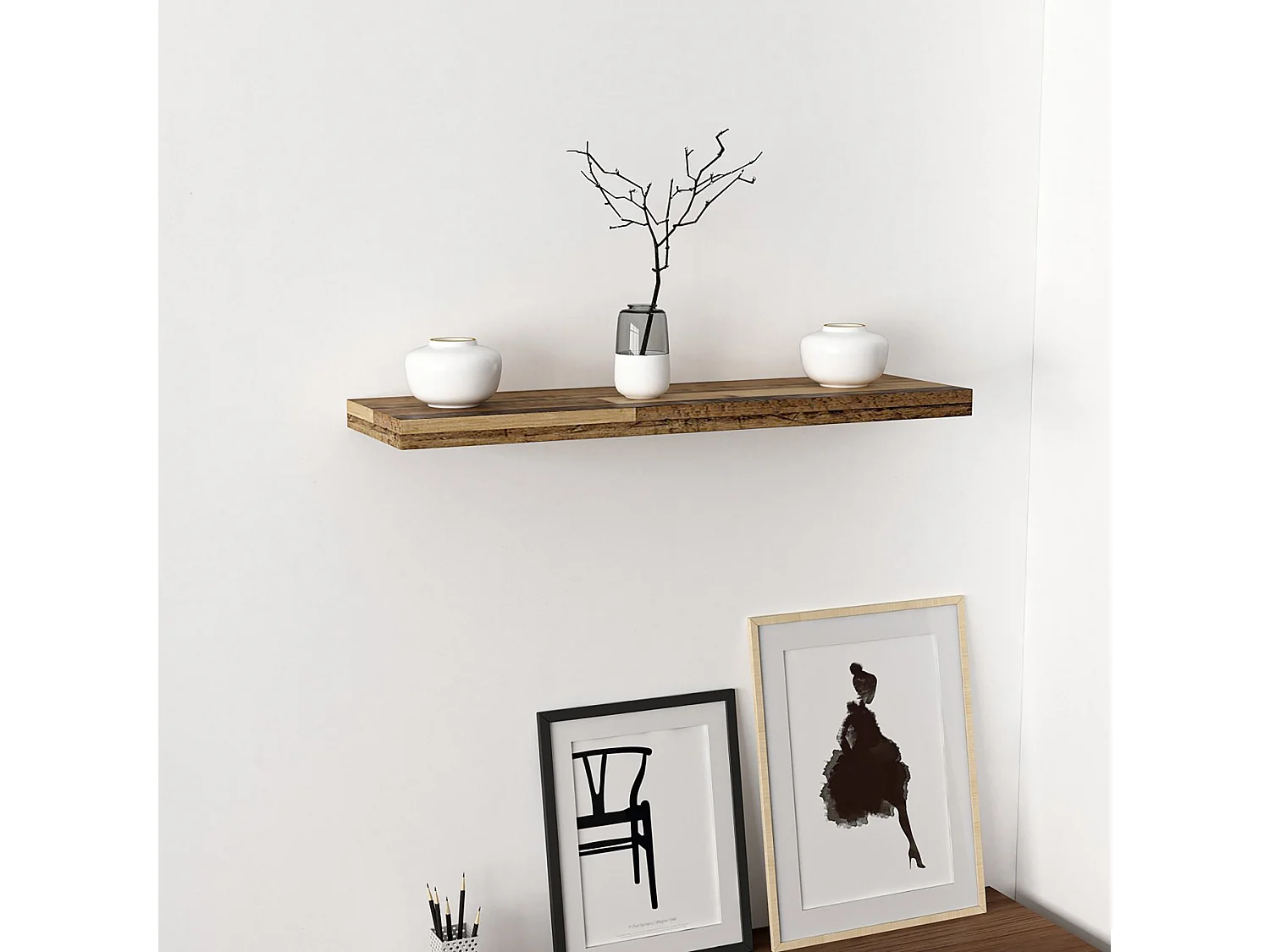 Étagère murale Bredebro 3,6 x 80 x 23 cm effet bois ancien [en.casa]