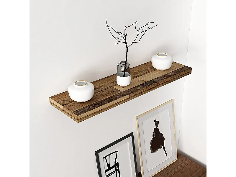 Étagère murale Bredebro 3,6 x 80 x 23 cm effet bois ancien [en.casa]