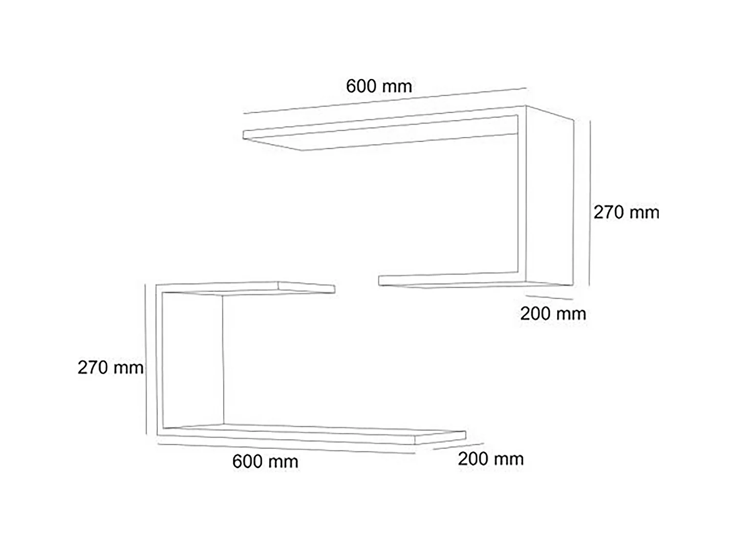 Lot de 2 étagères murales Årslev 27 x 60 x 20 cm noir [en.casa]