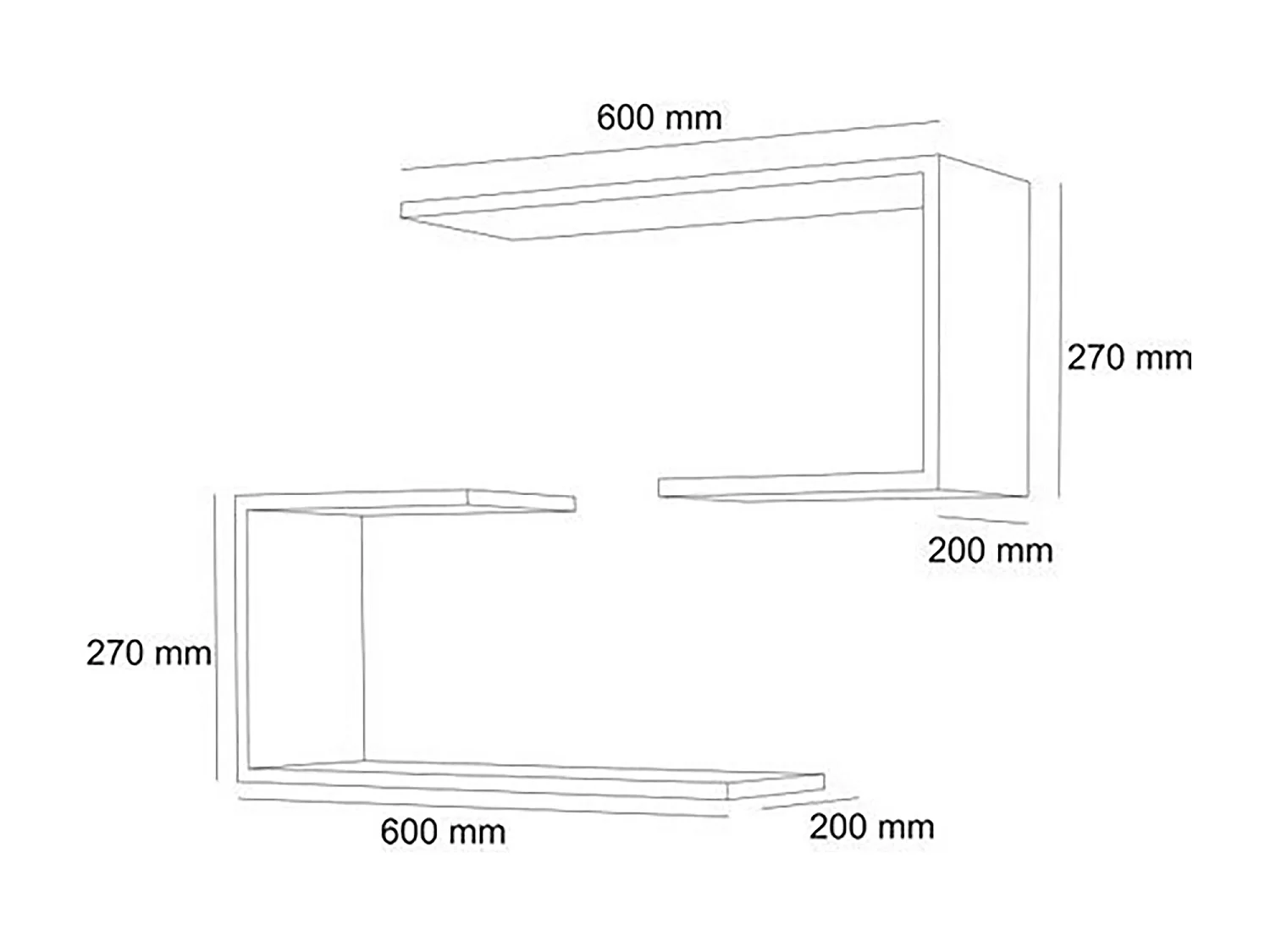 Lot de 2 étagères murales Årslev 27 x 60 x 20 cm noir [en.casa]