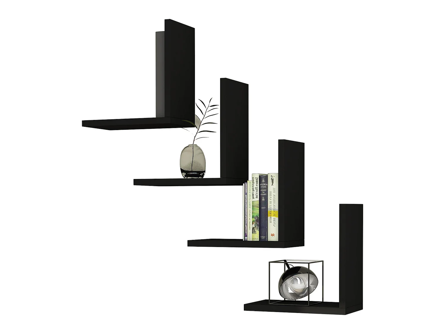 Lot de 4 étagères murales Broby 30 x 30 x 16 cm noir [en.casa]
