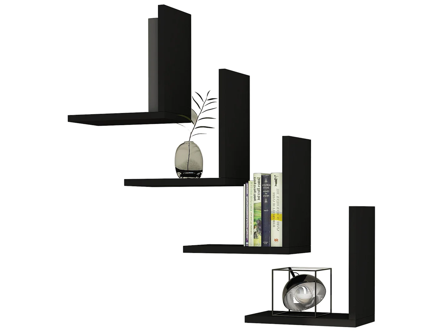 Lot de 4 étagères murales Broby 30 x 30 x 16 cm noir [en.casa]