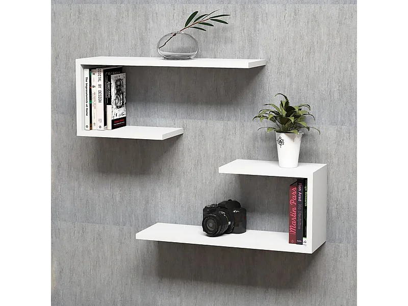 Lot de 2 étagères murales Årslev 27 x 60 x 20 cm blanc [en.casa]