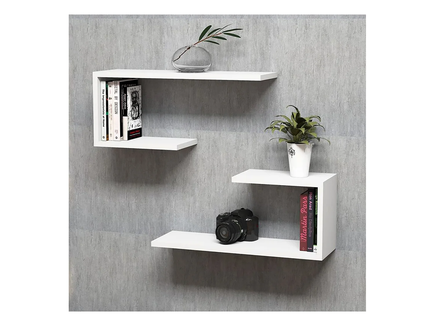 Lot de 2 étagères murales Årslev 27 x 60 x 20 cm blanc [en.casa]