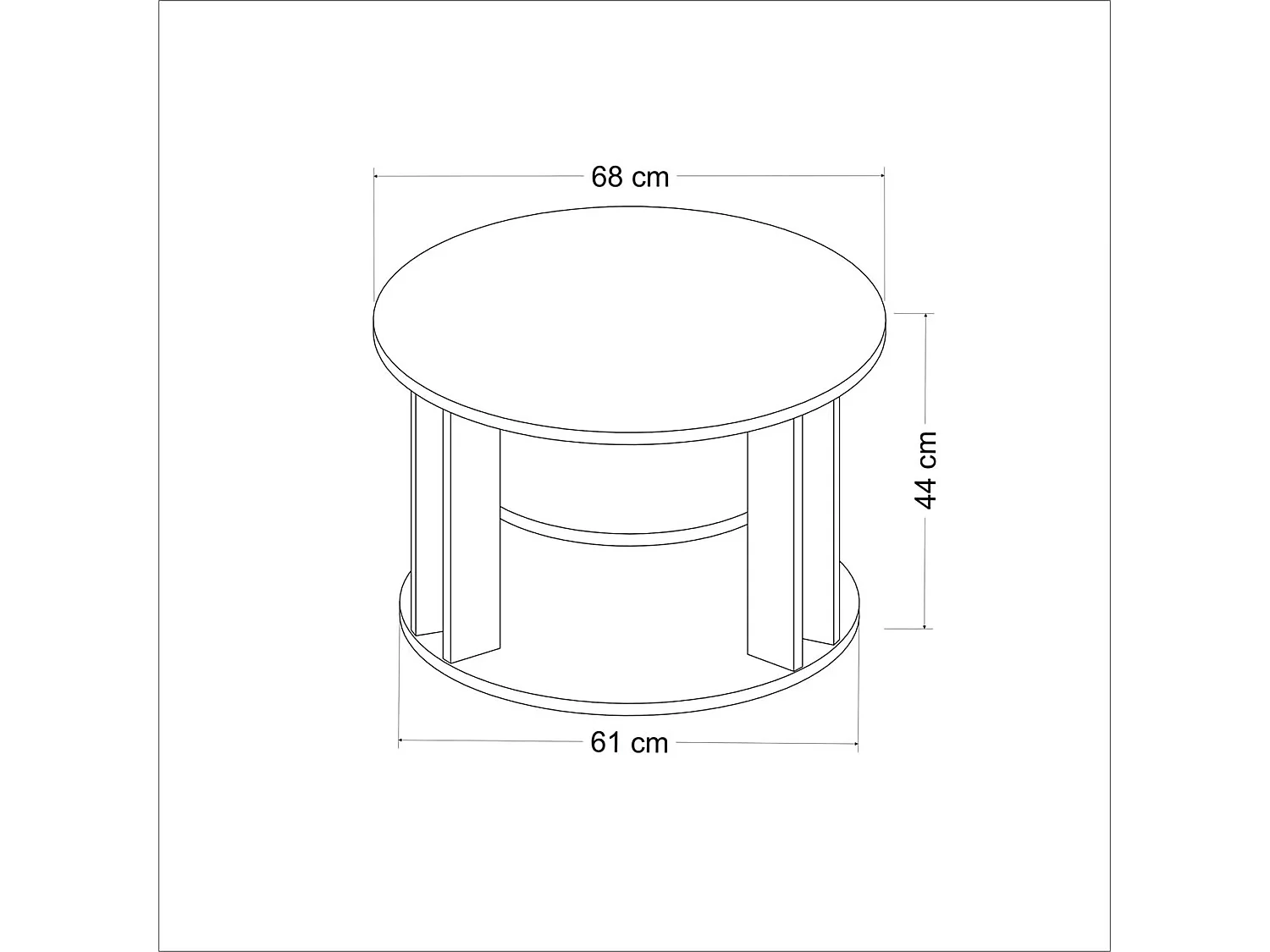 Table basse ronde Hammel avec espace de rangement anthracite / effet chêne [en.casa]
