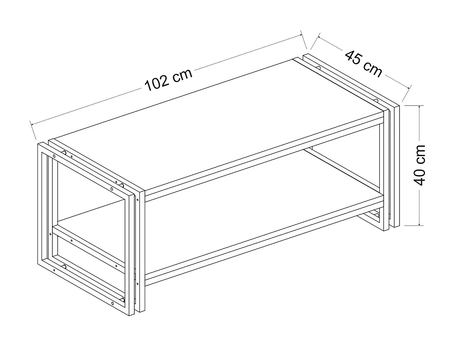 Table basse rectangulaire Græsted-Gilleleje avec espace de rangement effet chêne / noir [en.casa]