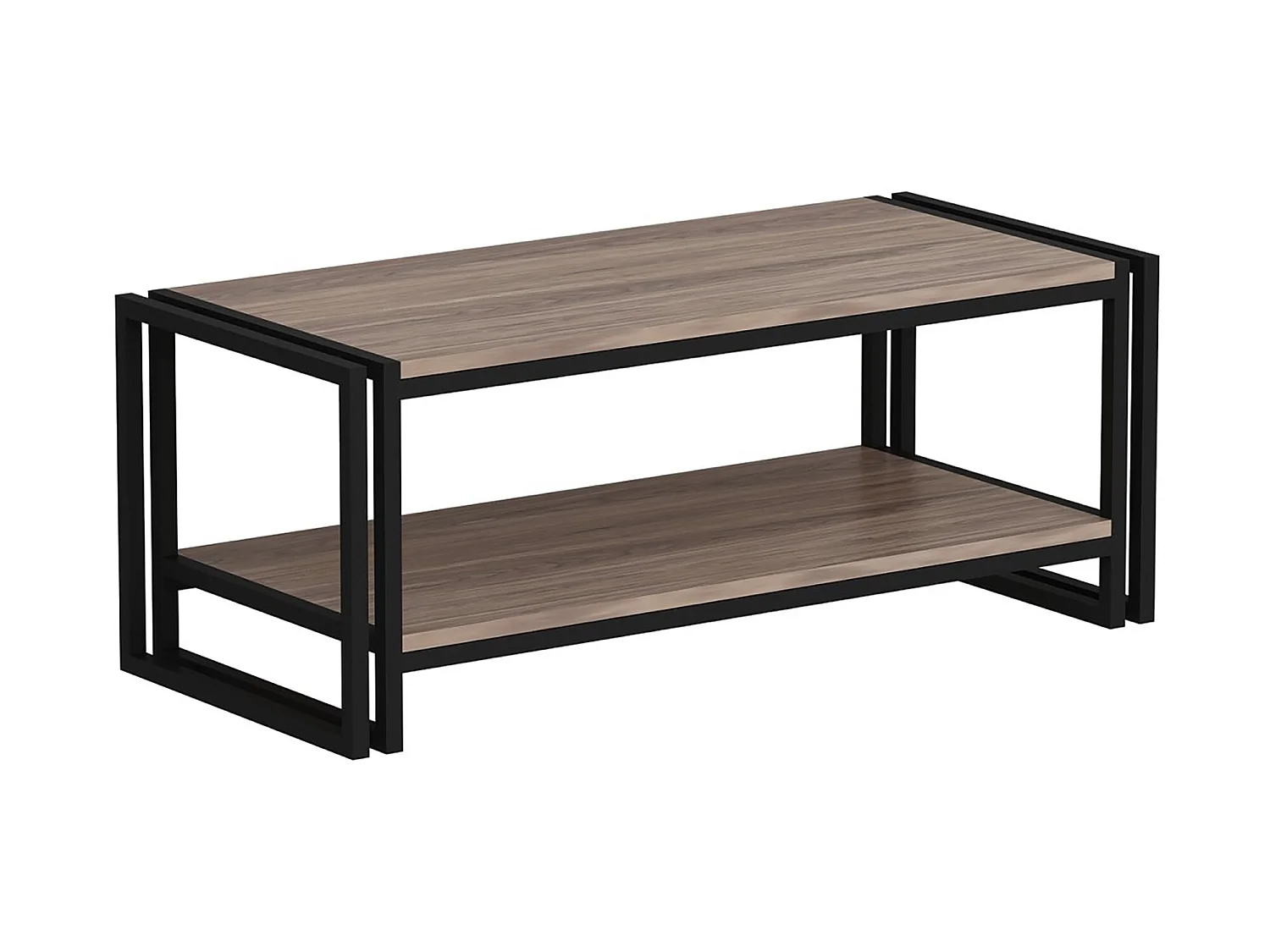 Table basse rectangulaire Græsted-Gilleleje avec espace de rangement effet chêne / noir [en.casa]