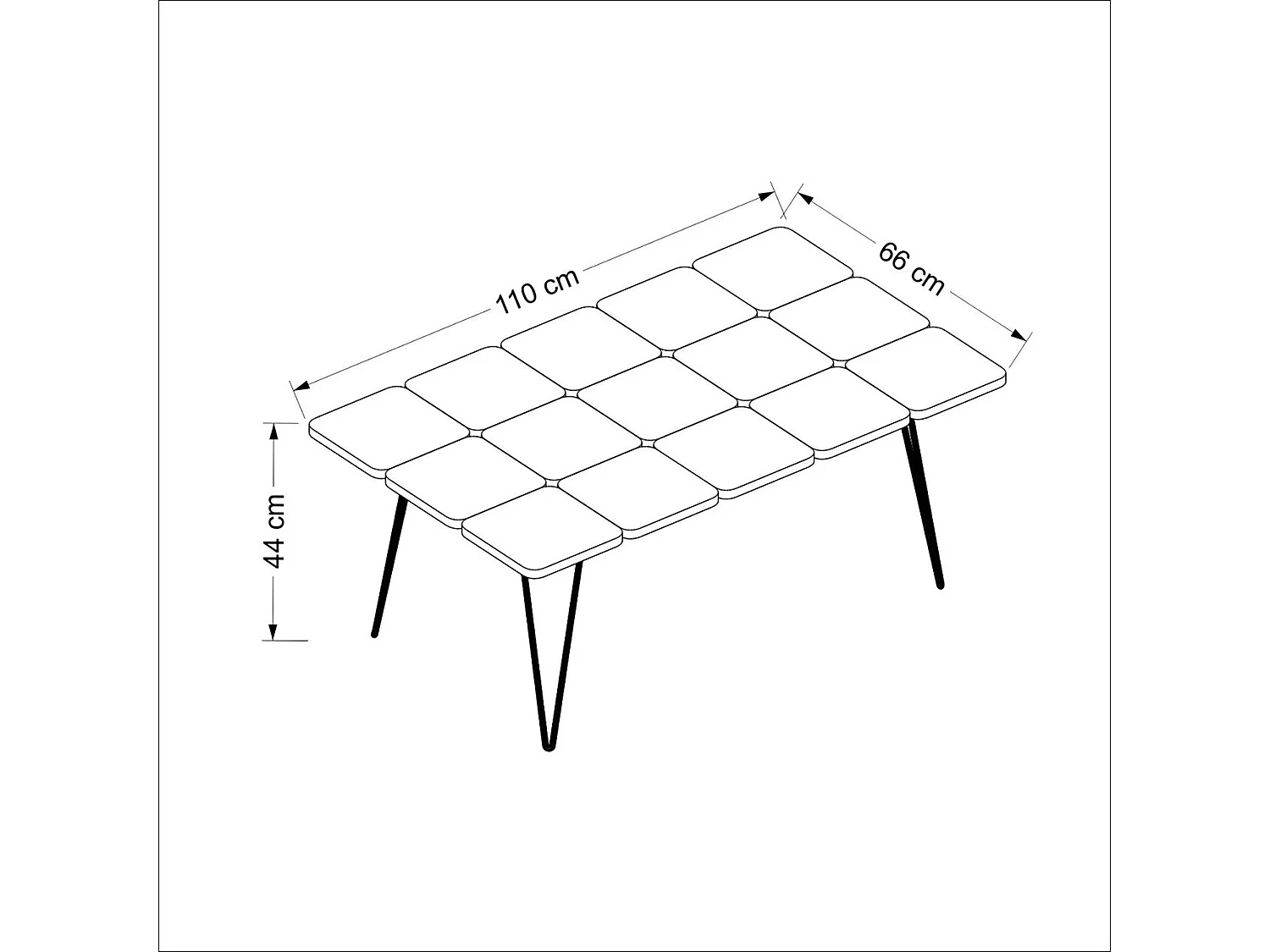 Table basse rectangulaire Give à pieds épingle à cheveux multicolore [en.casa]