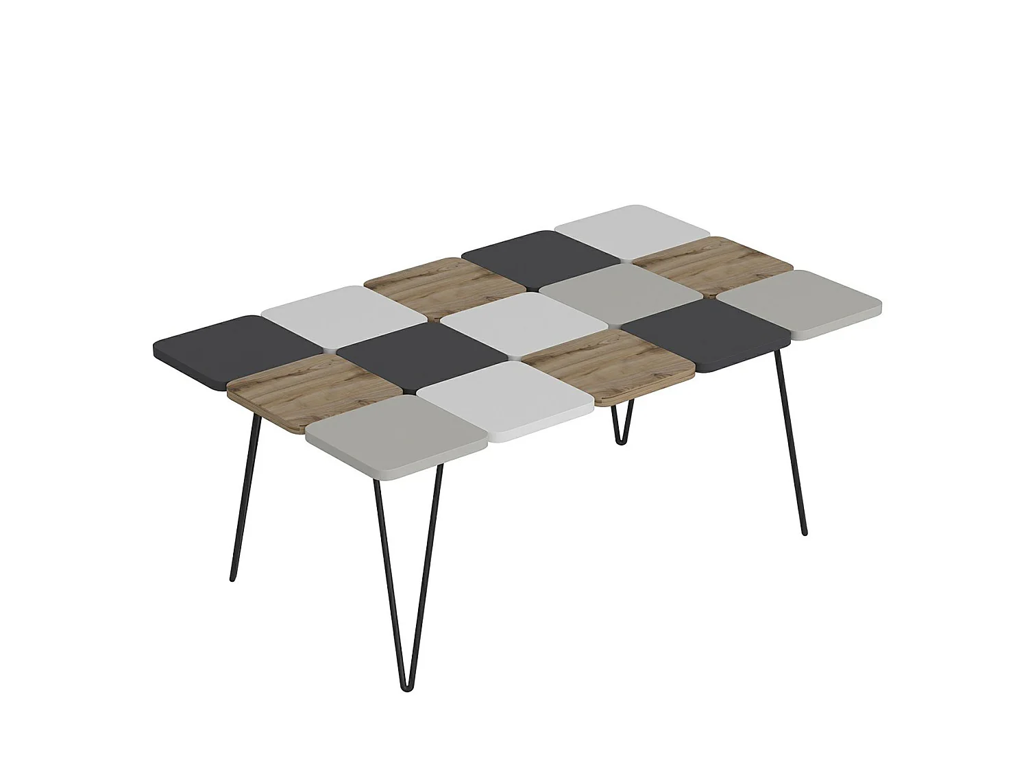 Table basse rectangulaire Give à pieds épingle à cheveux multicolore [en.casa]