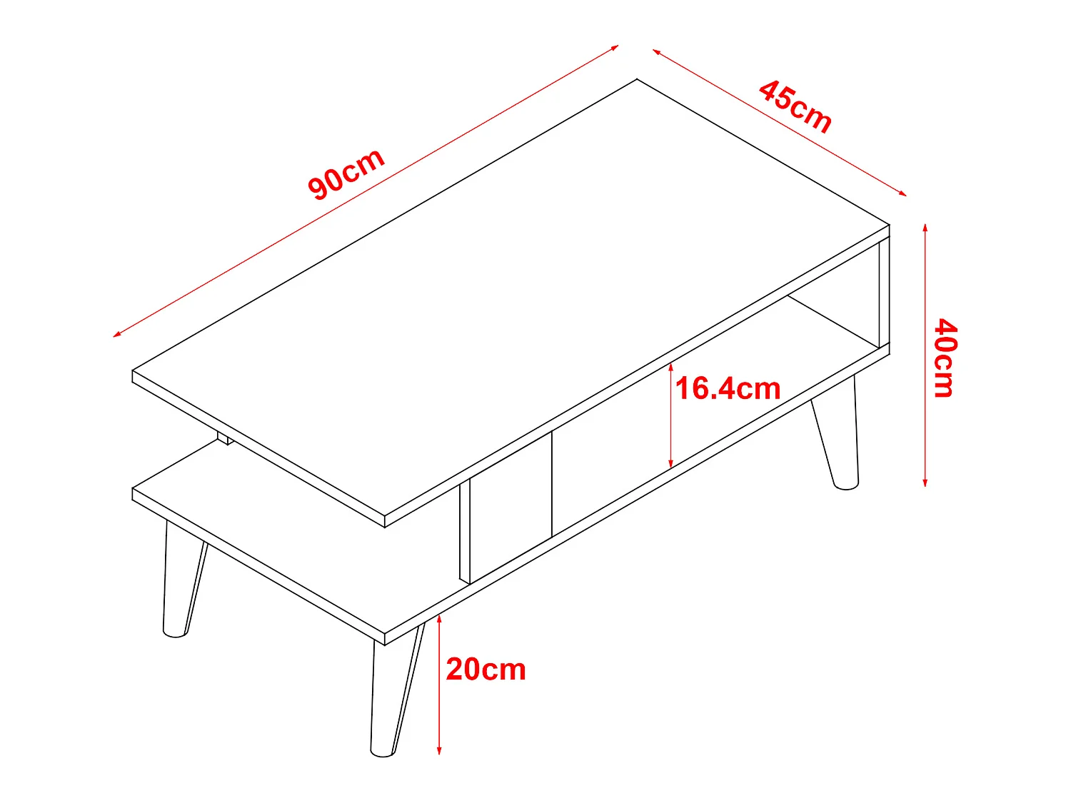 Table basse Lycksele avec espace de rangement 40 x 90 x 45 cm marbre noir / blanc [en.casa]