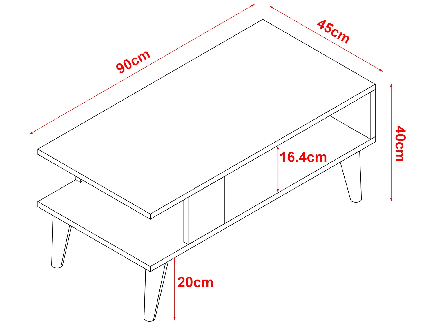 Table basse Lycksele avec espace de rangement 40 x 90 x 45 cm marbre noir / blanc [en.casa]