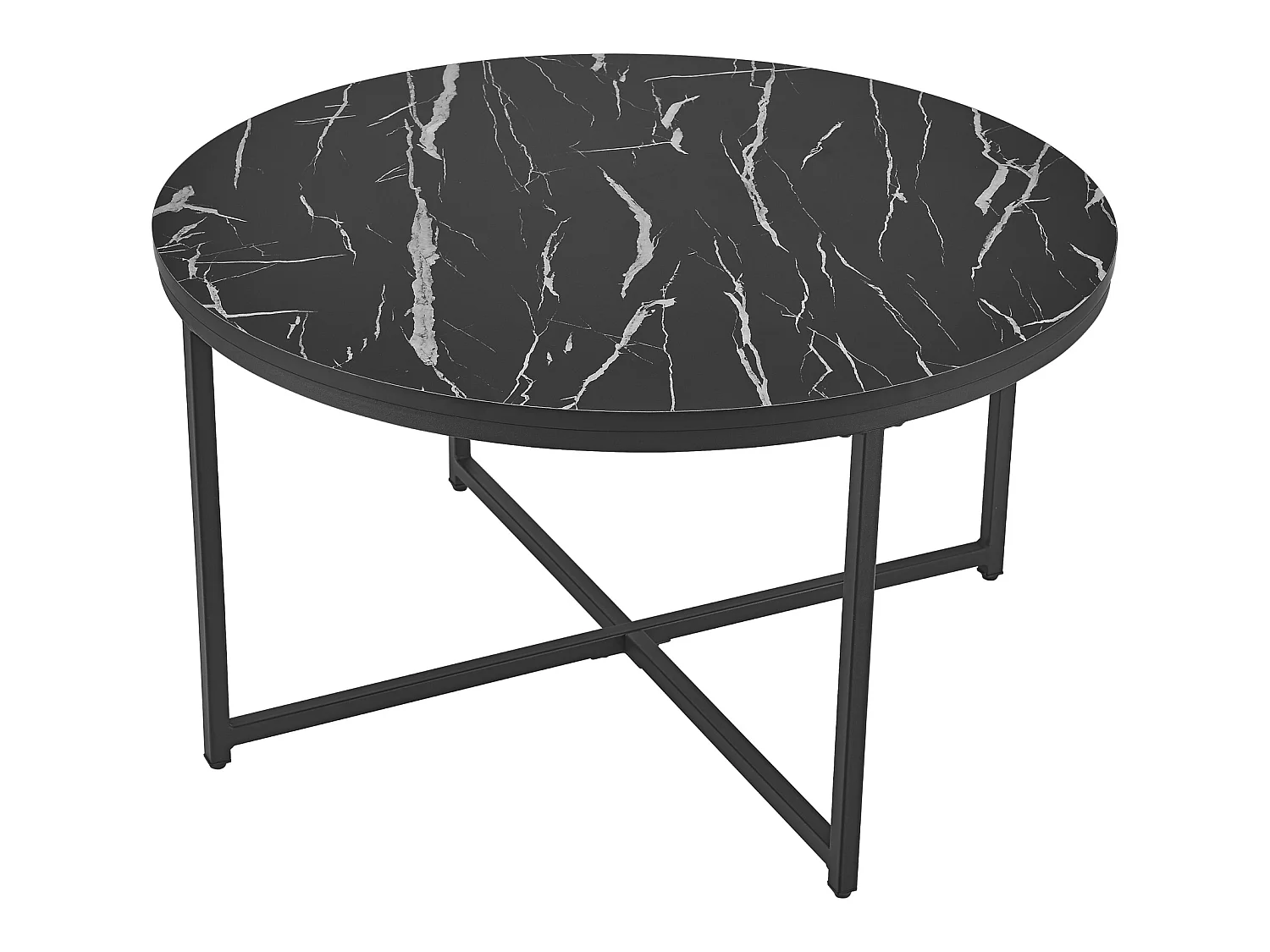 Table basse ronde Uppvidinge pour salon 45 x 80 cm marbre noir / noir [en.casa]