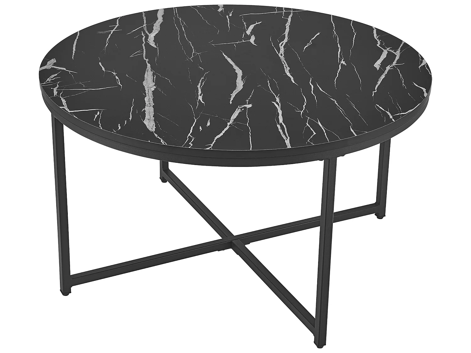 Table basse ronde Uppvidinge pour salon 45 x 80 cm marbre noir / noir [en.casa]
