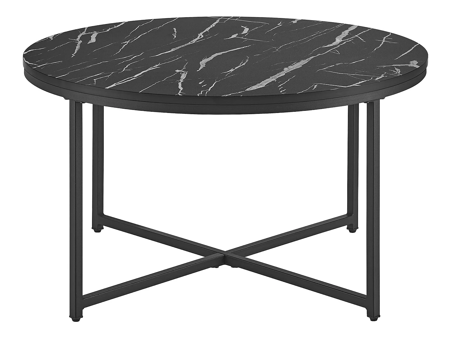Table basse ronde Uppvidinge pour salon 45 x 80 cm marbre noir / noir [en.casa]