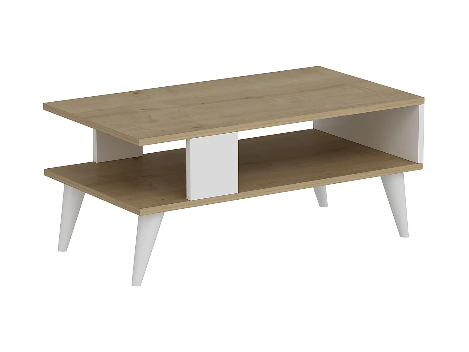 Table basse Lycksele avec espace de rangement 40 x 90 x 45 cm effet chêne / blanc [en.casa]