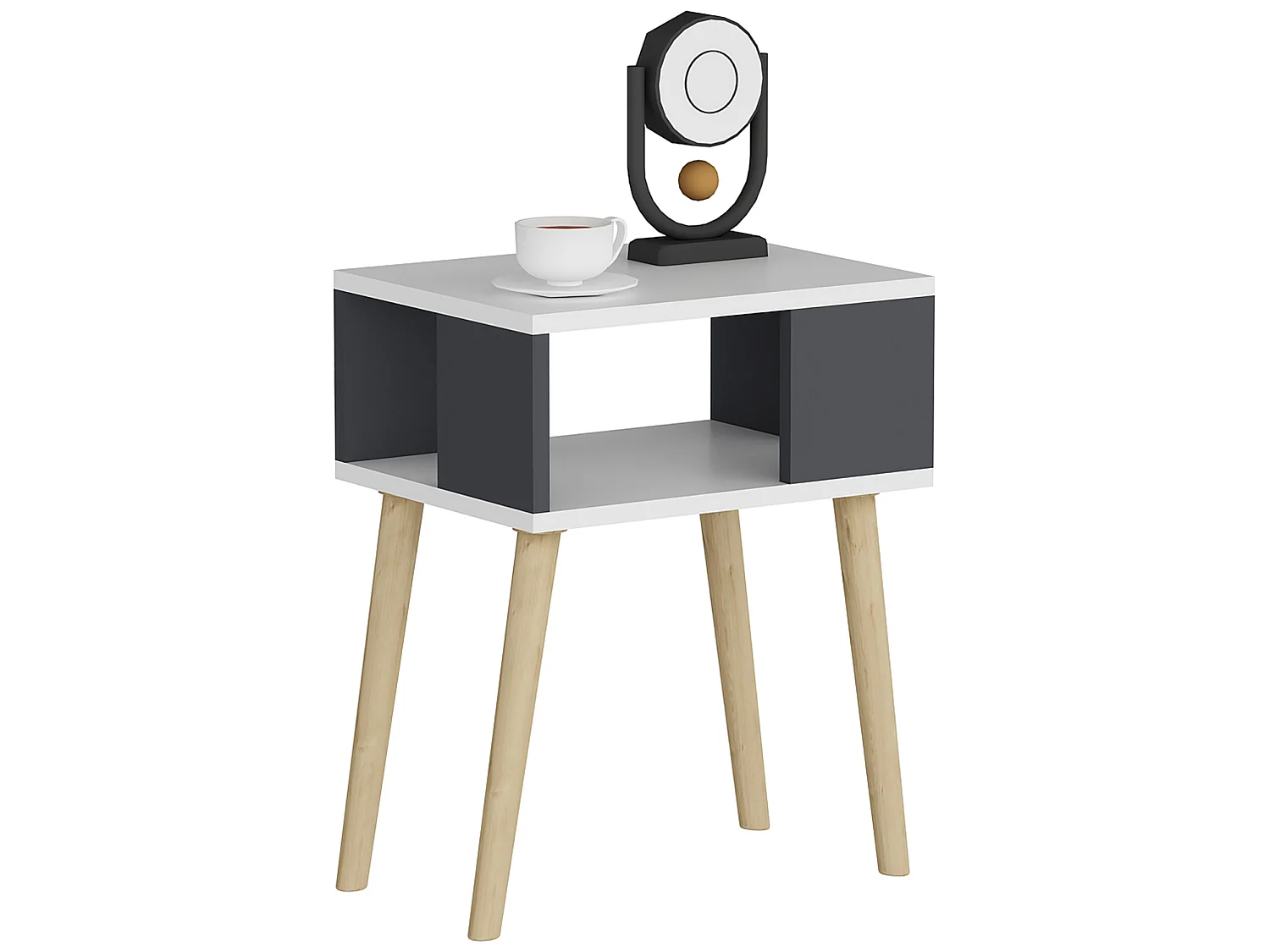 Table d'appoint Lekeberg pour salon avec espace de rangement 60 x 45 x 35 cm blanc / anthracite [en.casa]
