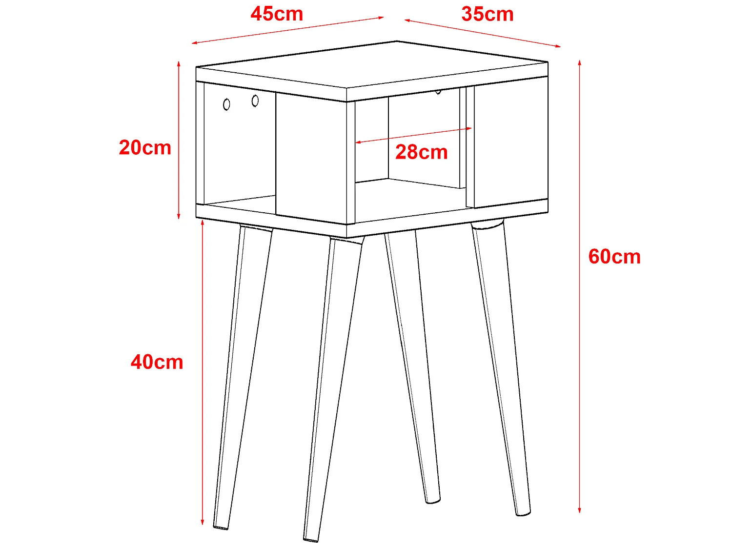 Table d'appoint Lekeberg pour salon avec espace de rangement 60 x 45 x 35 cm blanc / anthracite [en.casa]
