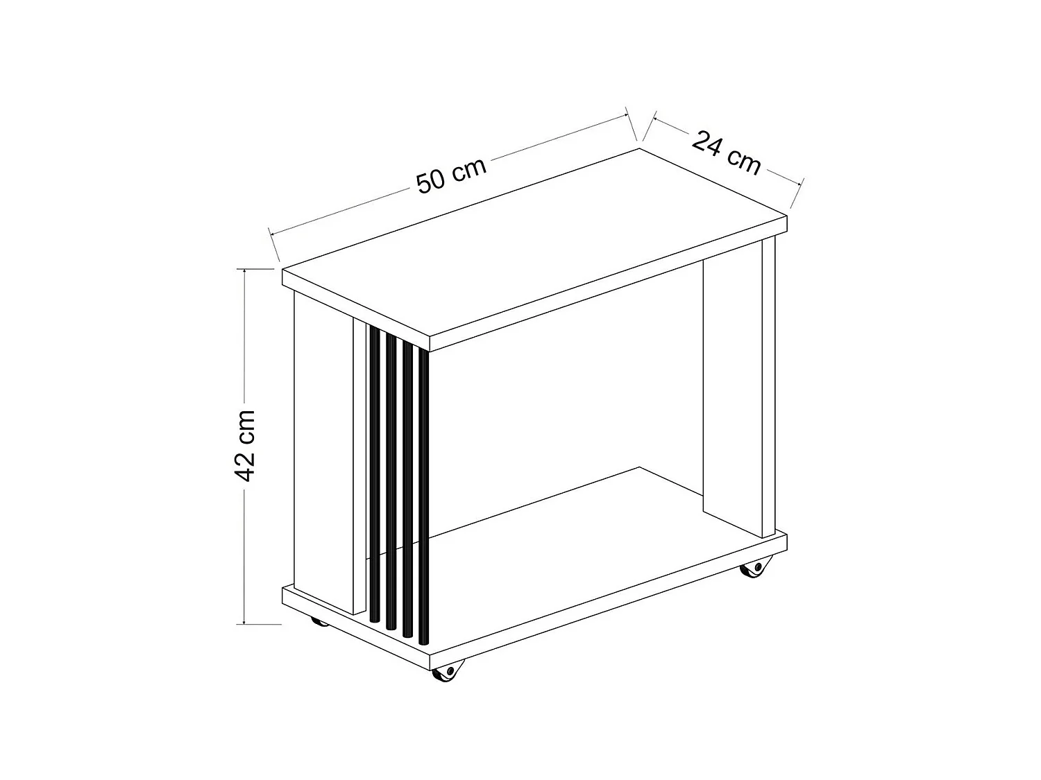 Table d'appoint rectangulaire Haarby à roulettes effet chêne / anthracite / blanc [en.casa]