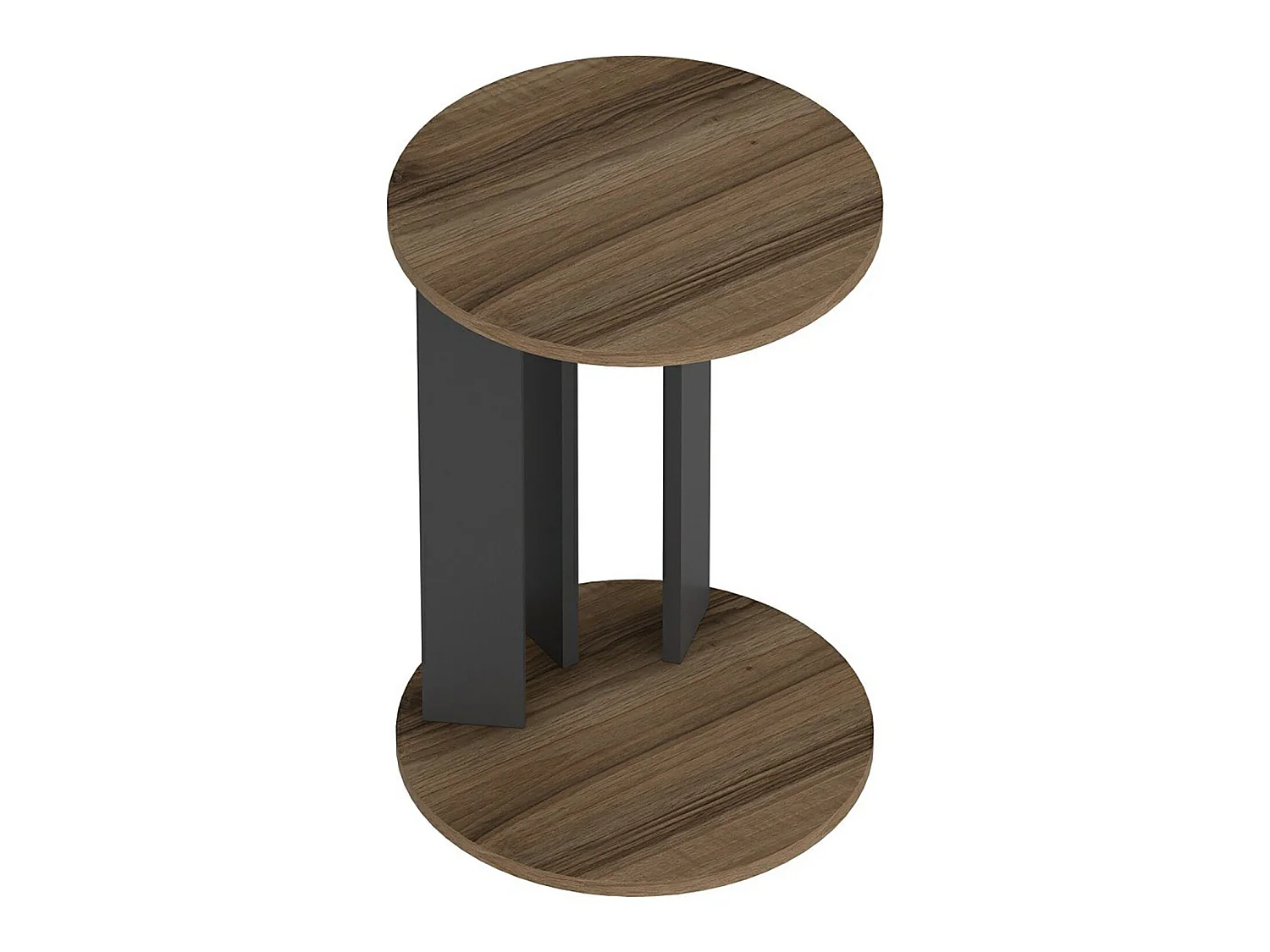 Table d'appoint Frederiksberg ronde effet noyer / anthracite [en.casa]