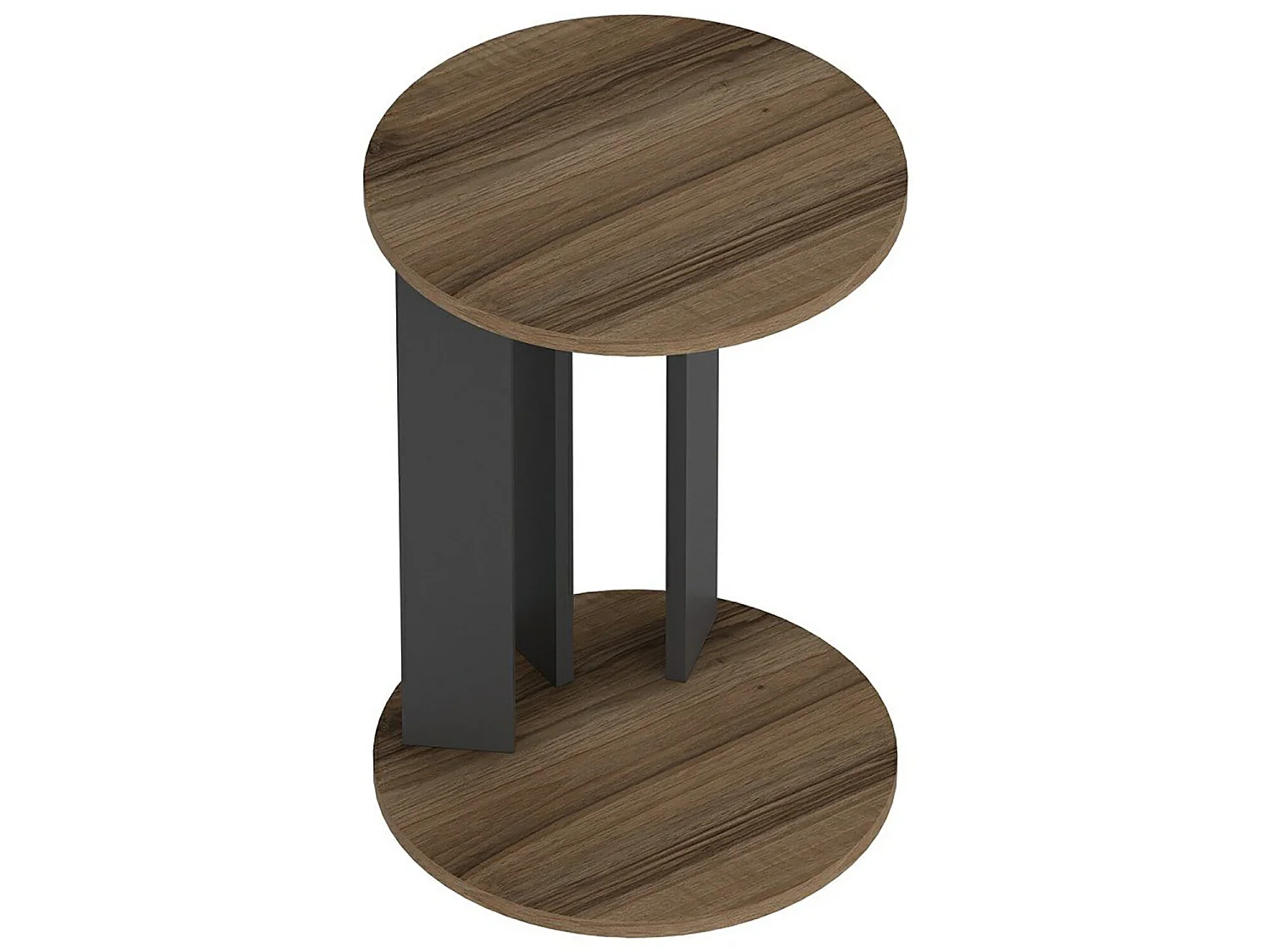 Table d'appoint Frederiksberg ronde effet noyer / anthracite [en.casa]