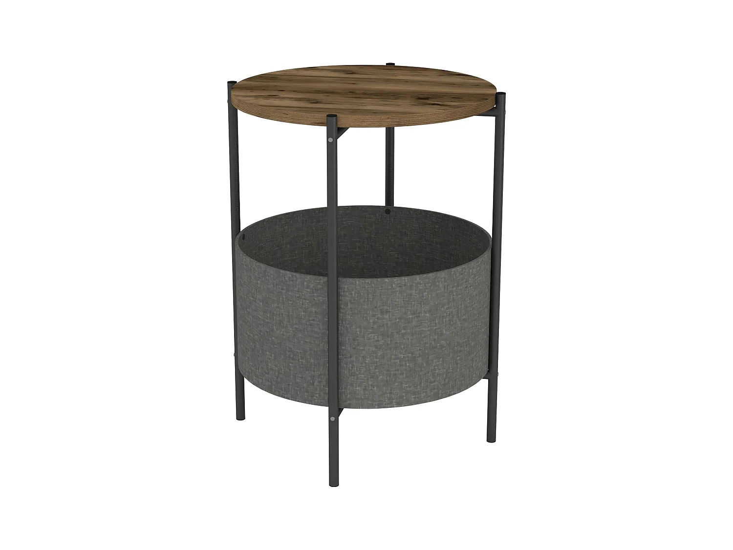 Table d'appoint ronde Hofors avec panier de rangement 60 x 43 cm effet chêne patiné / gris [en.casa]