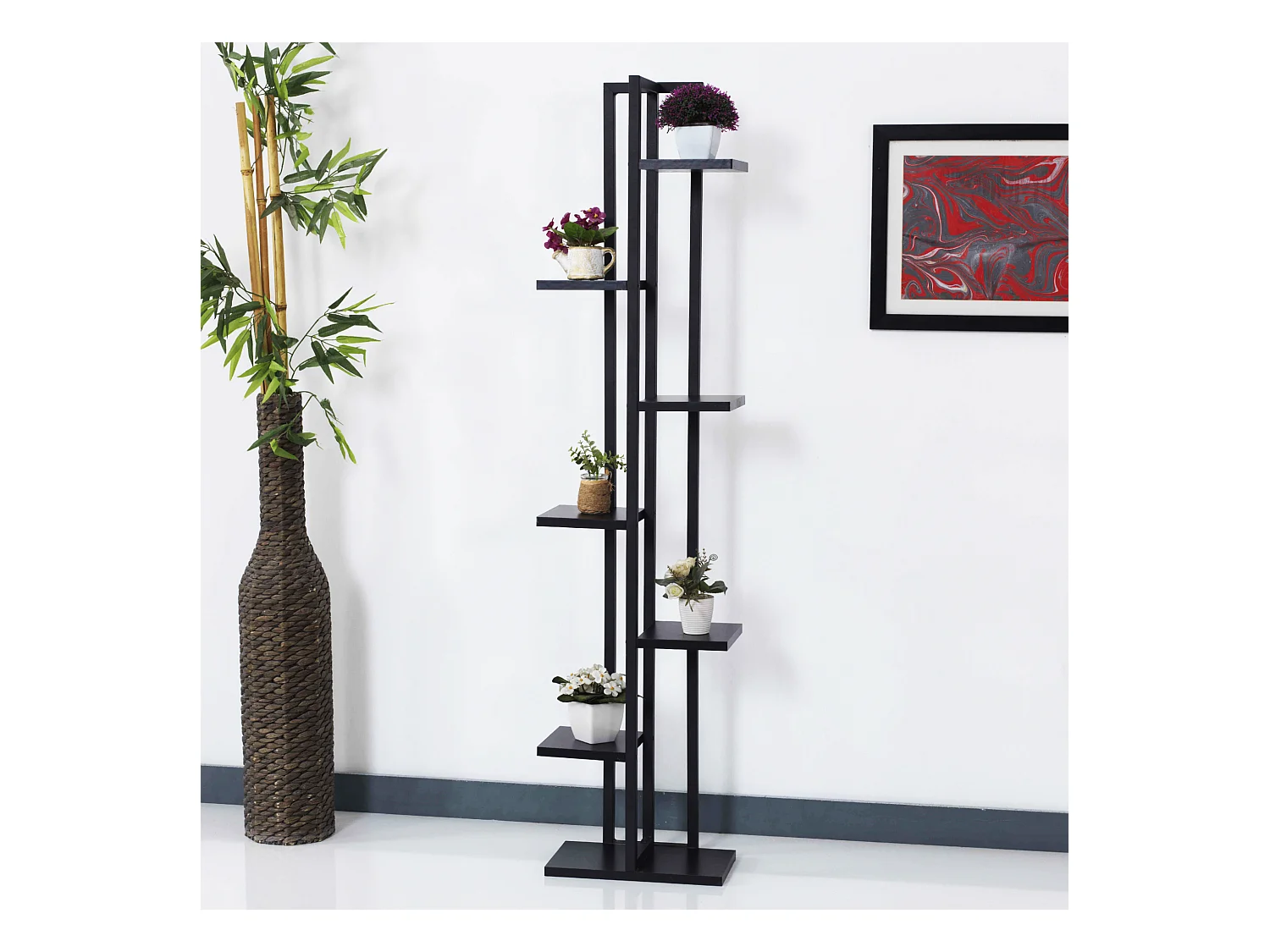Support de plantes Somero à 6 niveaux 150 x 34 x 21 cm noir [en.casa]