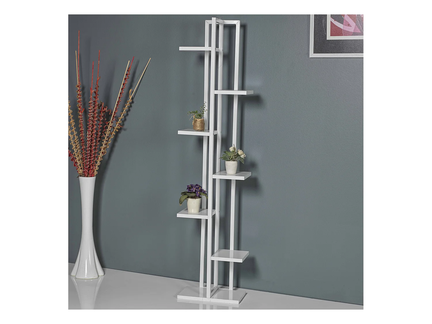 Support de plantes Somero à 6 niveaux 150 x 34 x 21 cm blanc [en.casa]