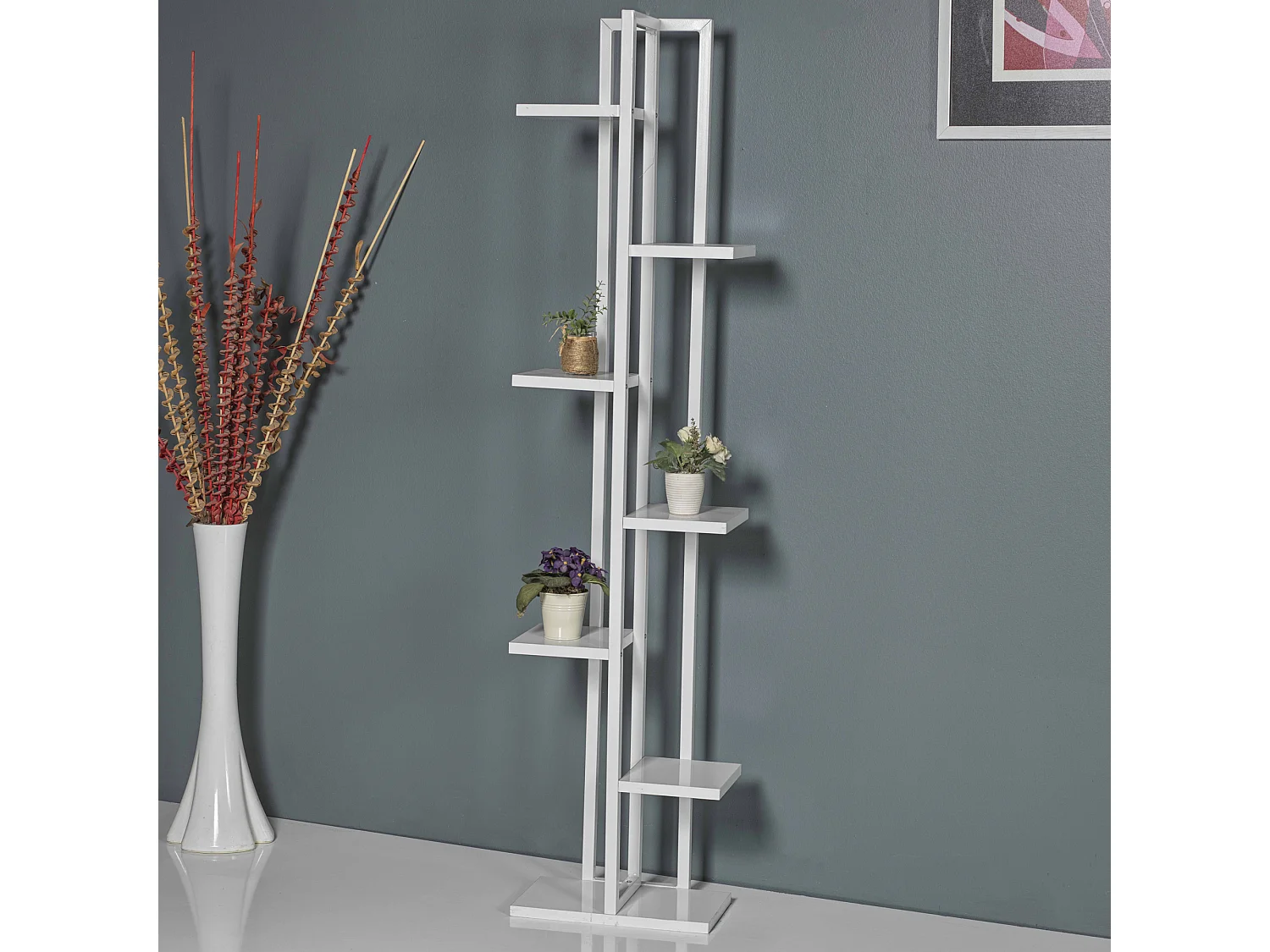 Support de plantes Somero à 6 niveaux 150 x 34 x 21 cm blanc [en.casa]