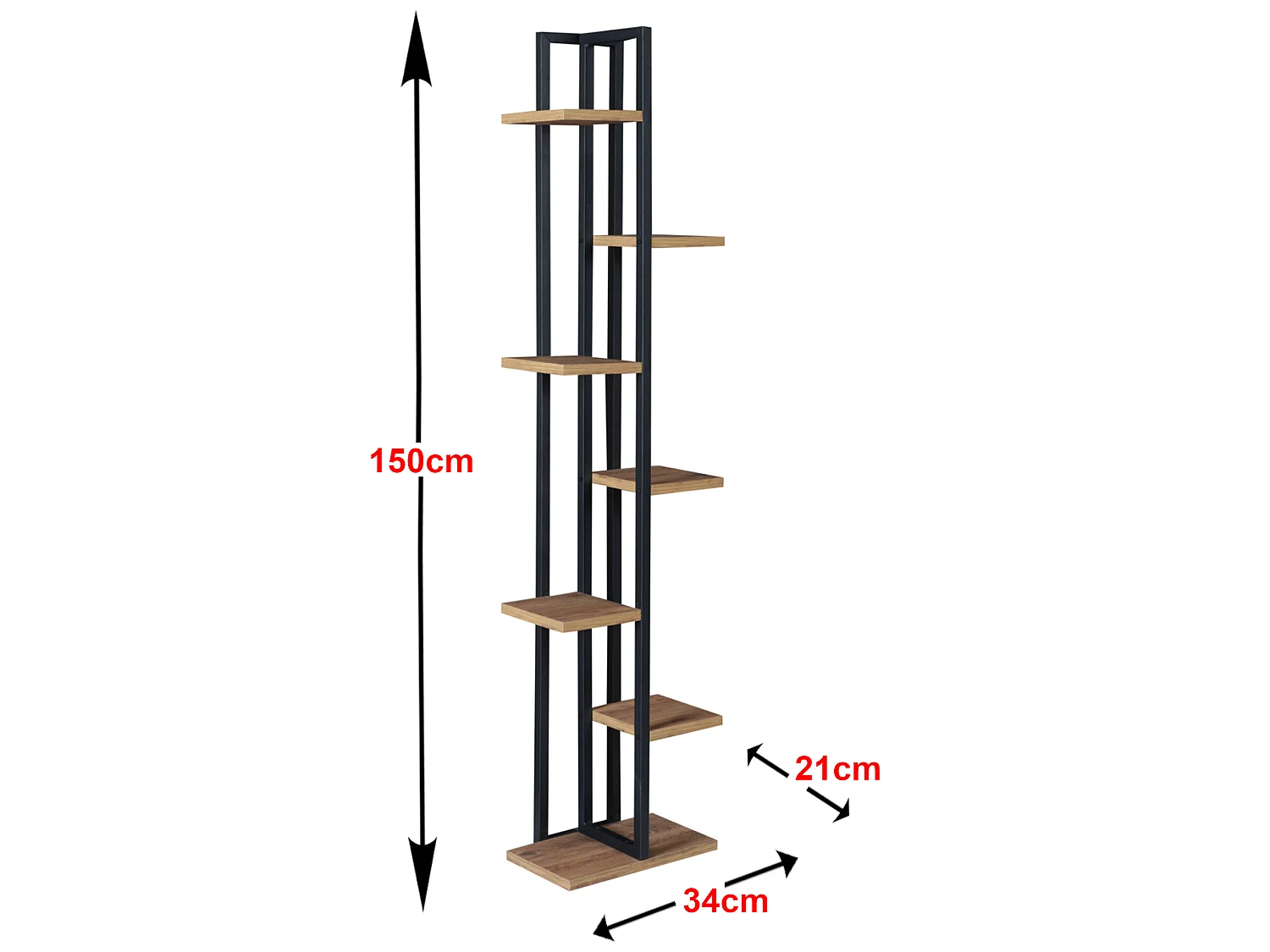 Support de plantes Somero à 6 niveaux 150 x 34 x 21 cm effet noyer / noir [en.casa]
