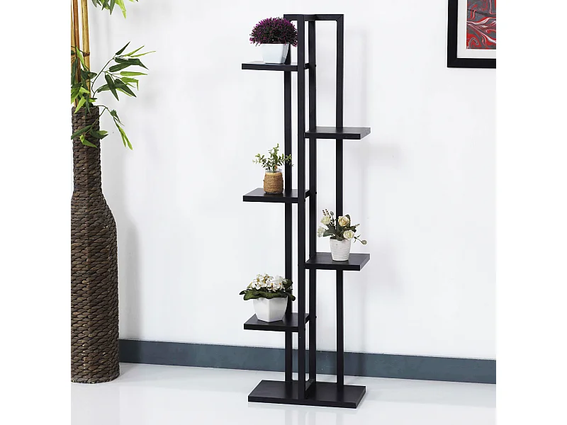 Support de plantes Tohmajärvi à 5 niveaux 120 x 34 x 21 cm noir [en.casa]