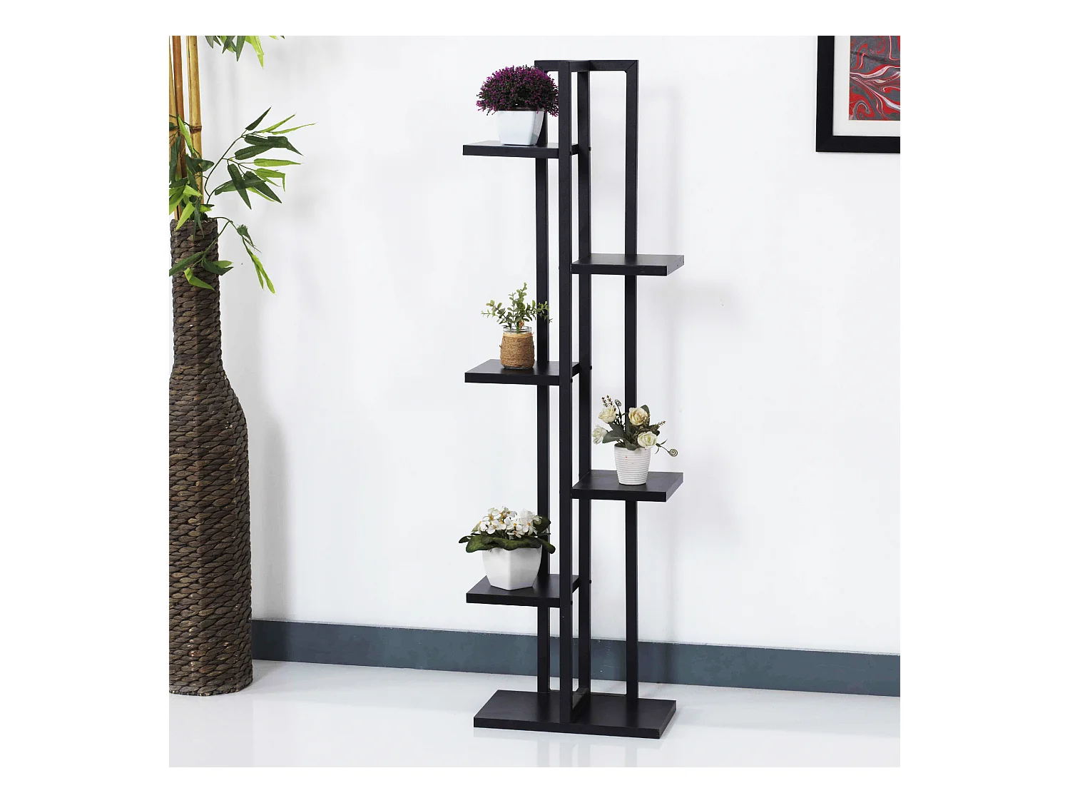 Support de plantes Tohmajärvi à 5 niveaux 120 x 34 x 21 cm noir [en.casa]