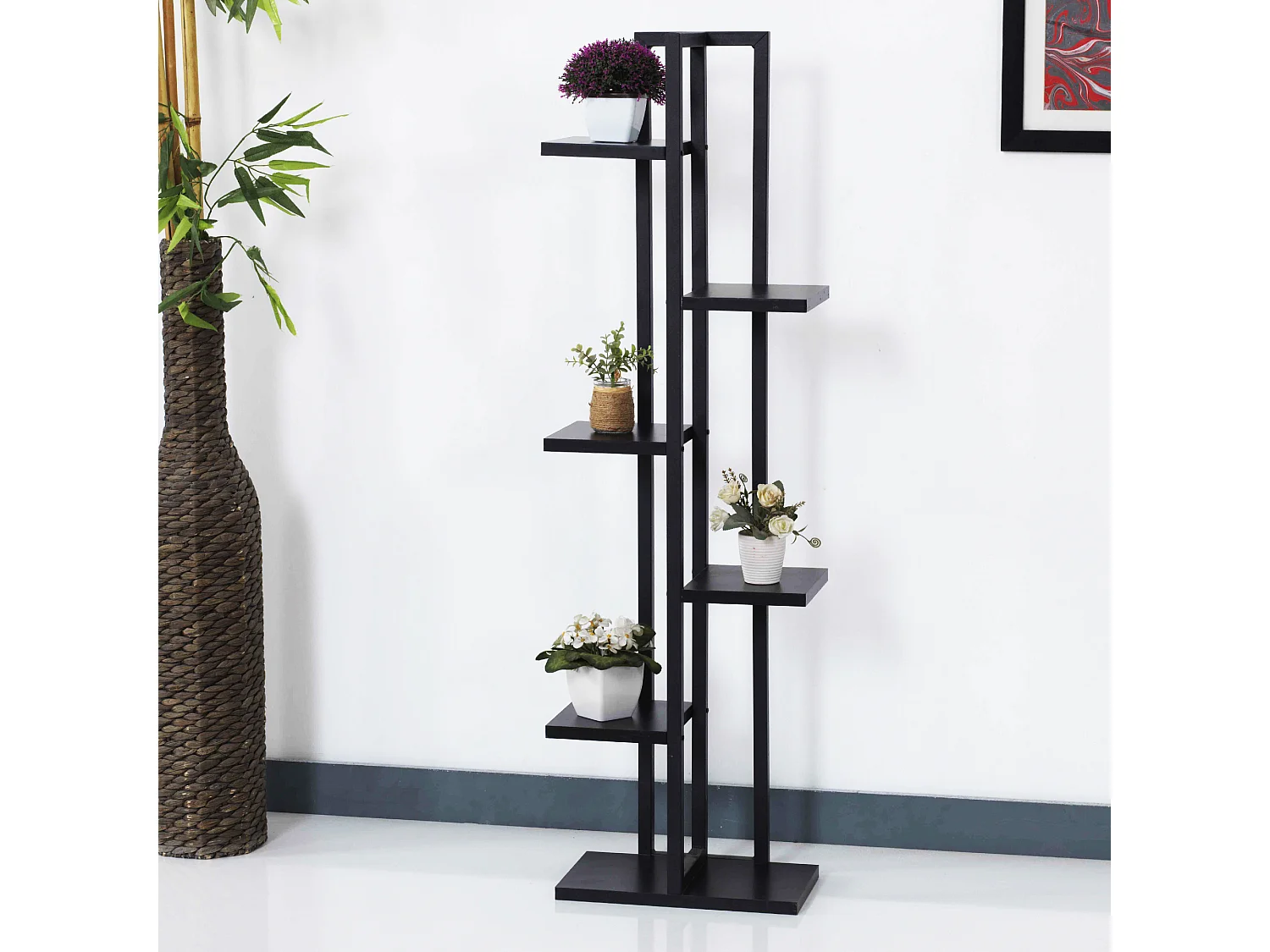 Support de plantes Tohmajärvi à 5 niveaux 120 x 34 x 21 cm noir [en.casa]