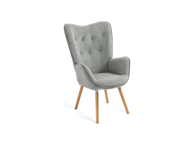 MEUBLES COSY Fauteuil relax fauteuil confortable style scandinave rembourés en Tissu Pieds Bois Massif, Gris