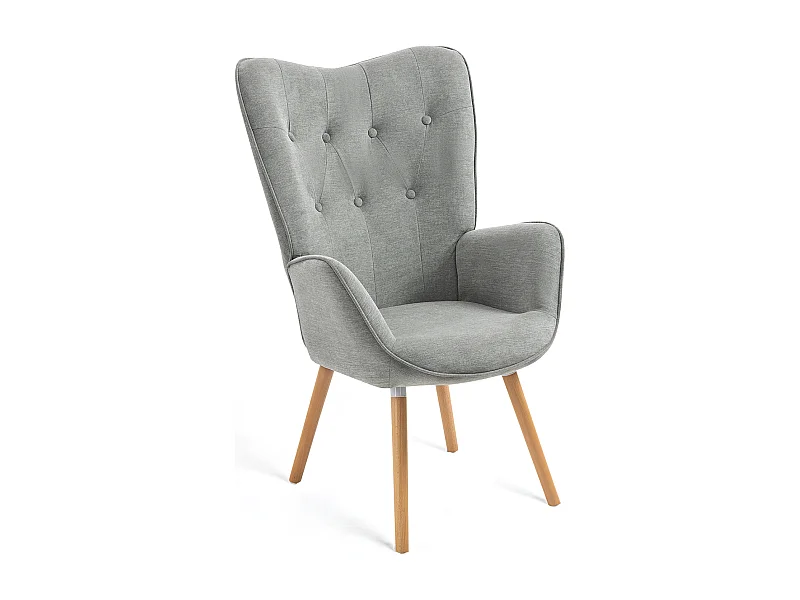 MEUBLES COSY Fauteuil relax fauteuil confortable style scandinave rembourés en Tissu Pieds Bois Massif, Gris