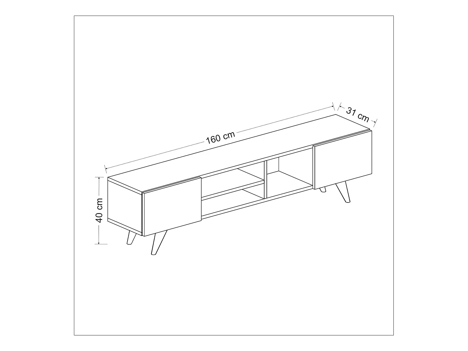 Meuble TV Assens à 2 portes 40 x 160 x 31 cm effet chêne / noir [en.casa]