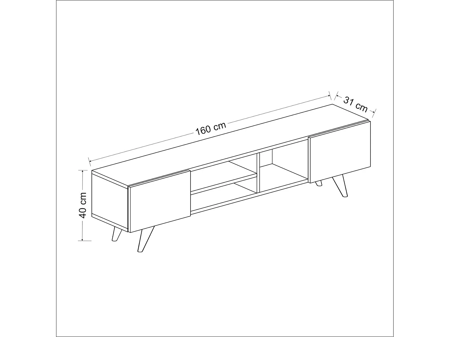 Meuble TV Assens à 2 portes 40 x 160 x 31 cm effet chêne / noir [en.casa]