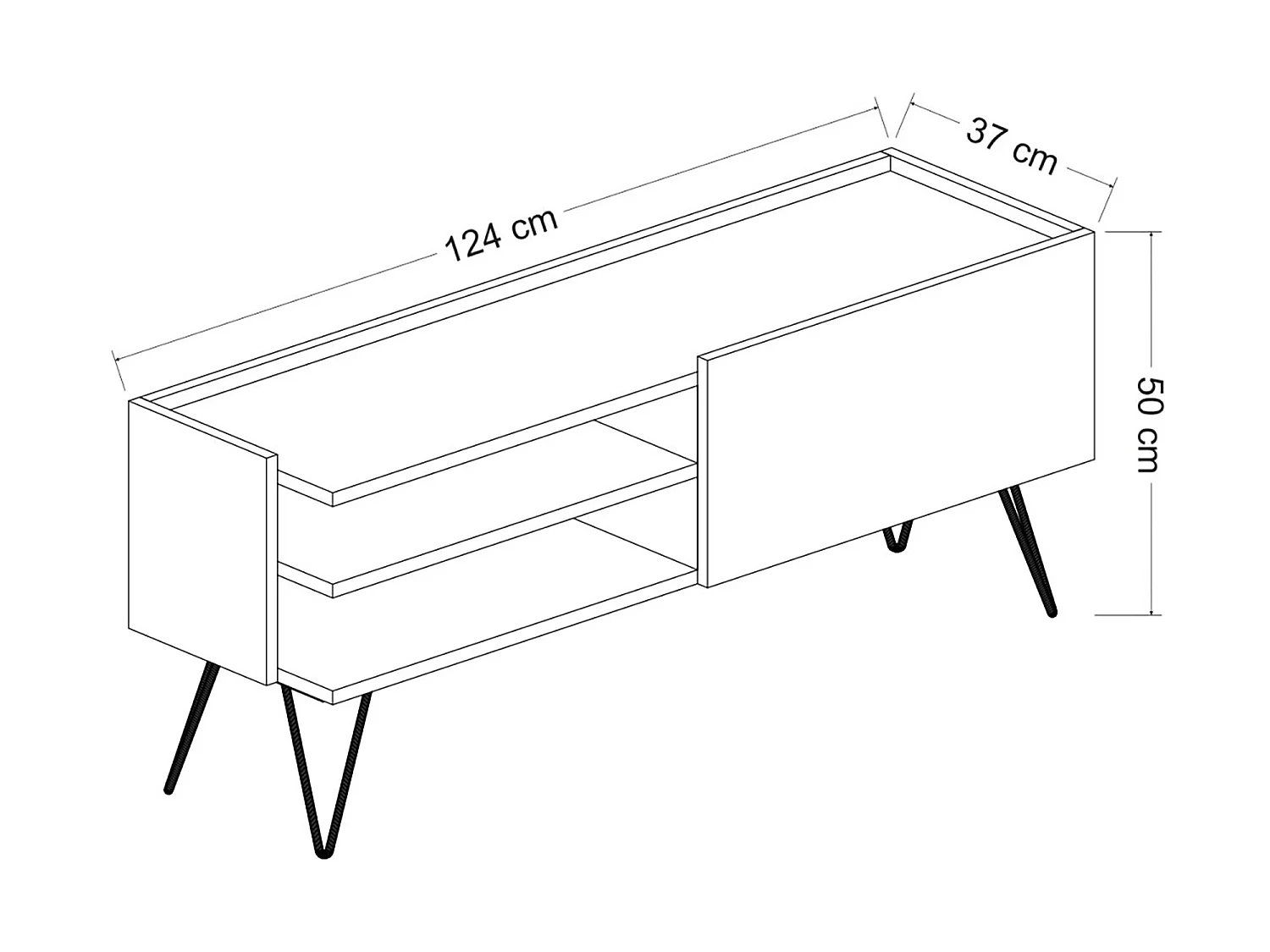 Meuble TV Dronninglund à porte 50 x 124 x 37 cm noir / effet bois [en.casa]