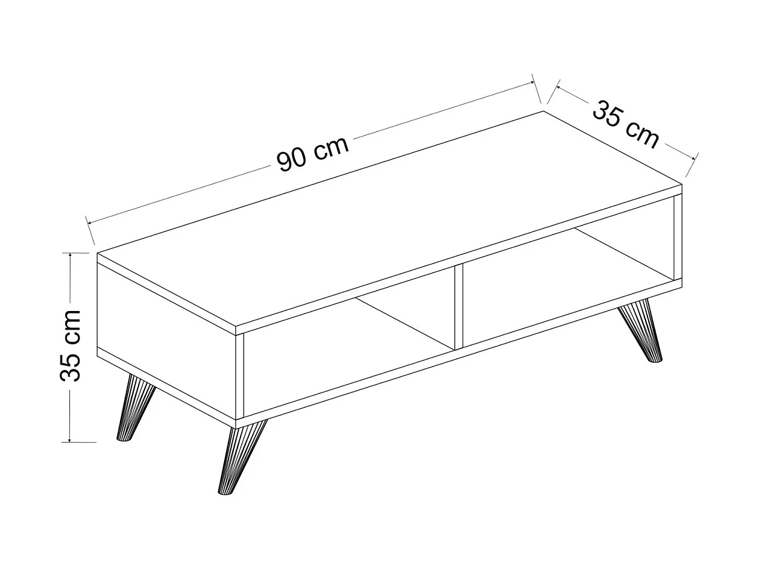 Meuble TV Aaskov à 2 compartiments de stockage 35 x 90 x 35 cm blanc [en.casa]