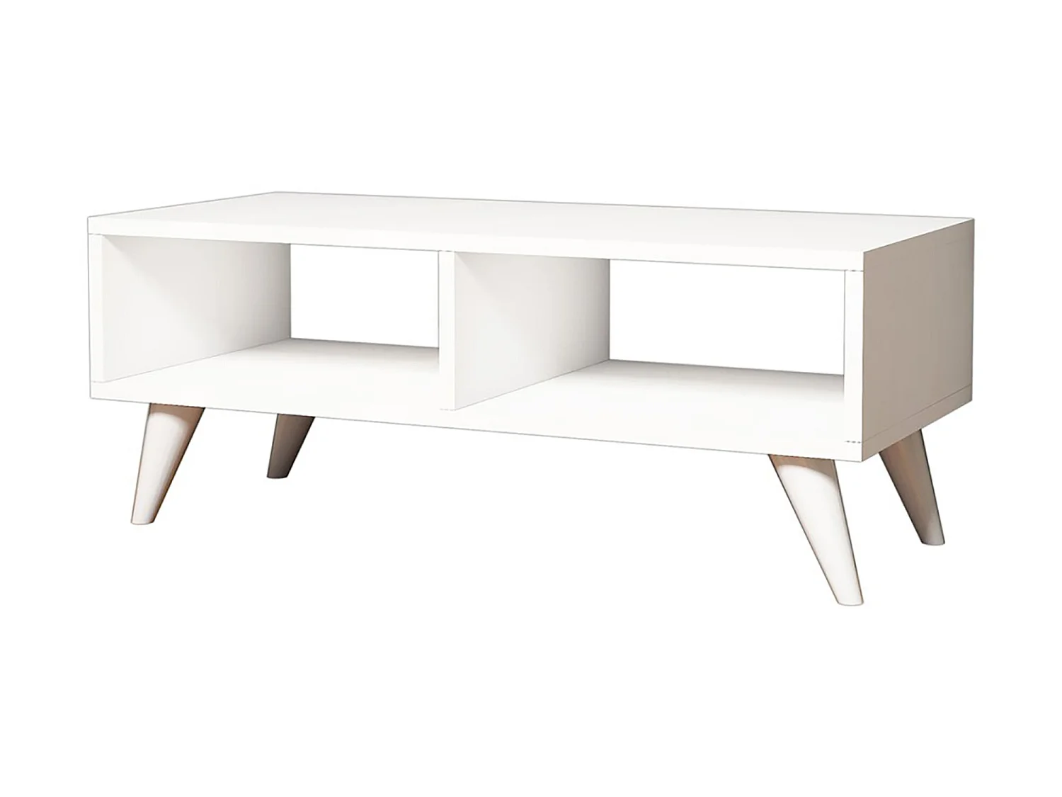 Meuble TV Aaskov à 2 compartiments de stockage 35 x 90 x 35 cm blanc [en.casa]